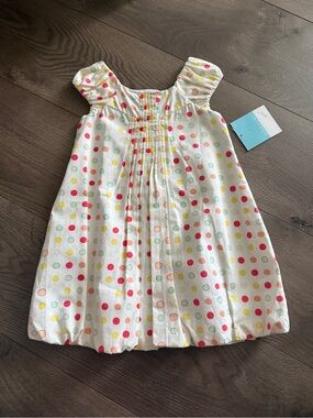 Anavini Polka Dot Dress - White with Red, Yellow, White, Pink & Mint Dots - 18 M